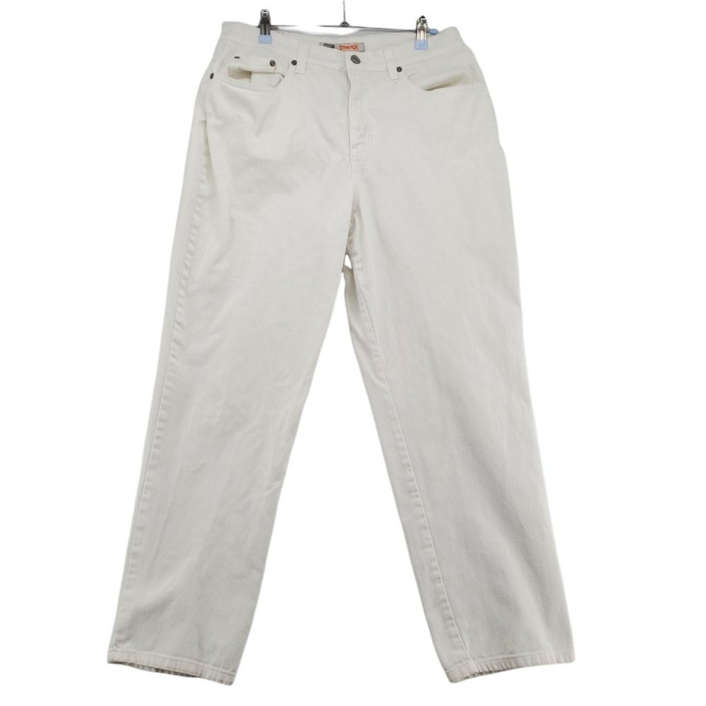 FADED GLORY Jeans Women's 5-Pocket Straight Leg Relaxed Fit White Size 10 Petite